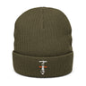 Thin Orange Line Ribbed Knit Beanie