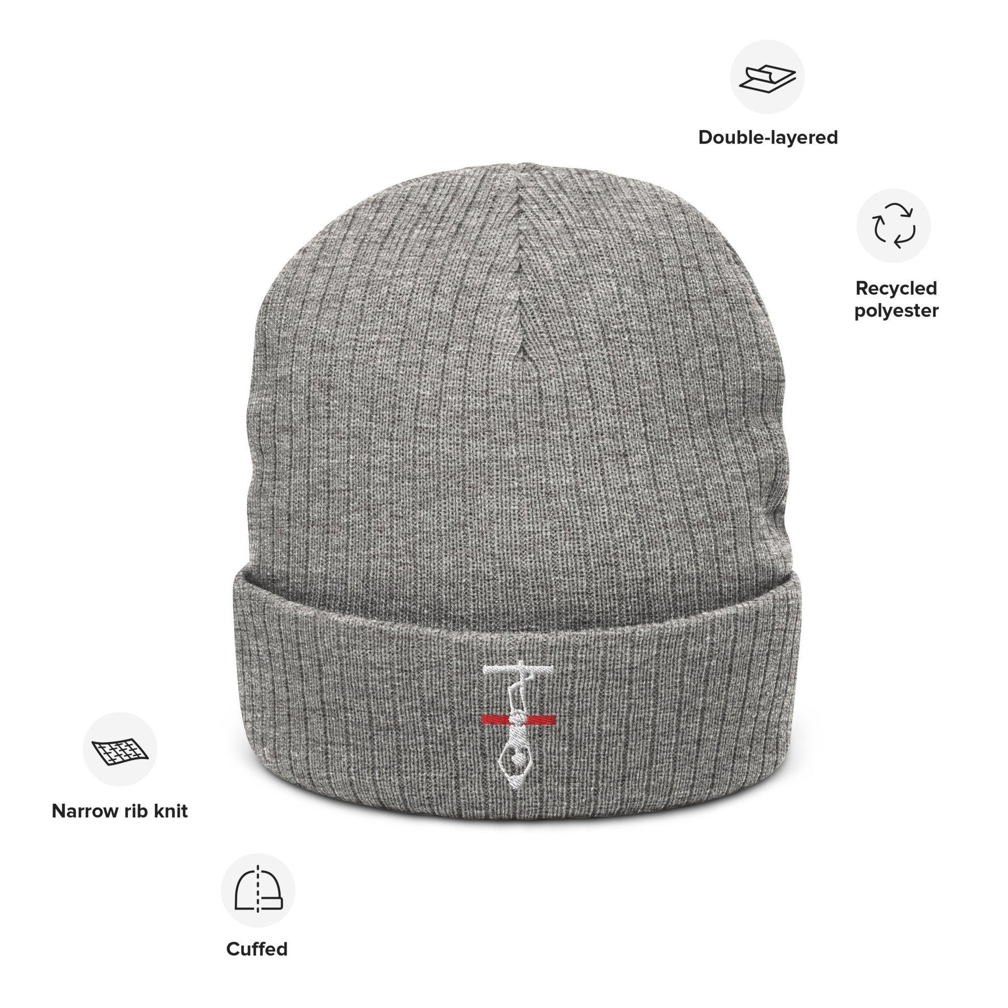 Thin Red Line Ribbed knit beanie - White Logo