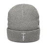 Thin Grey Line Ribbed Knit Beanie