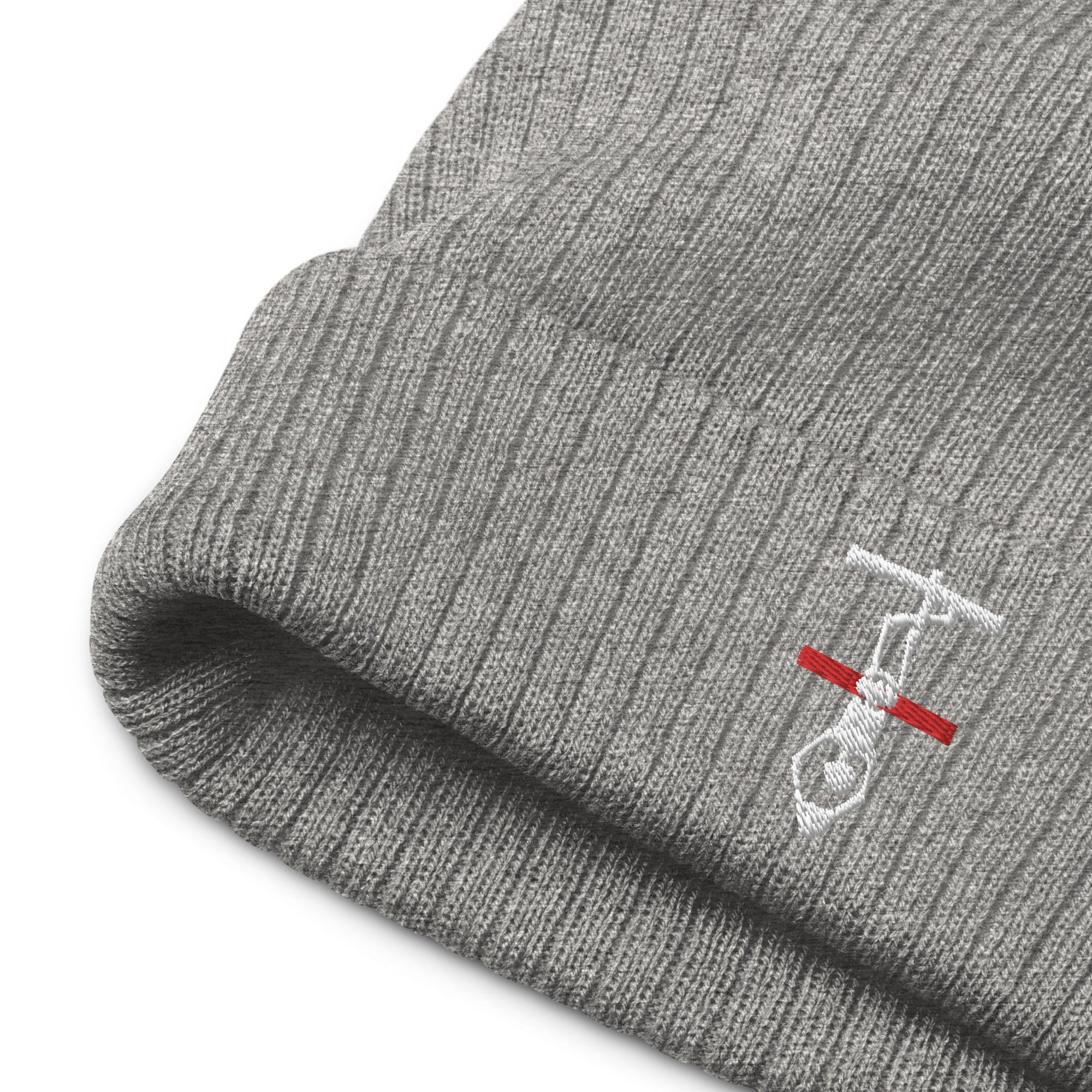 Thin Red Line Ribbed knit beanie - White Logo