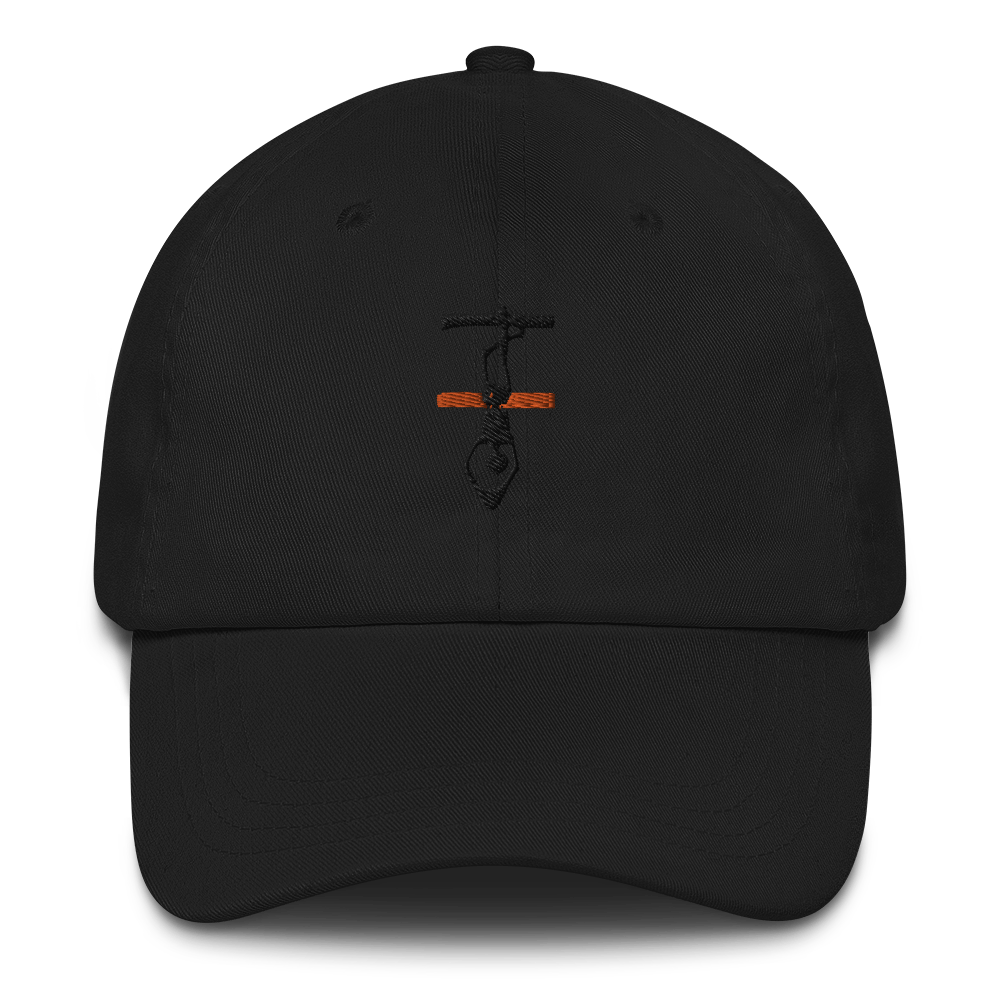 Thin Orange Line Hanged Man Dad Hat Black Logo