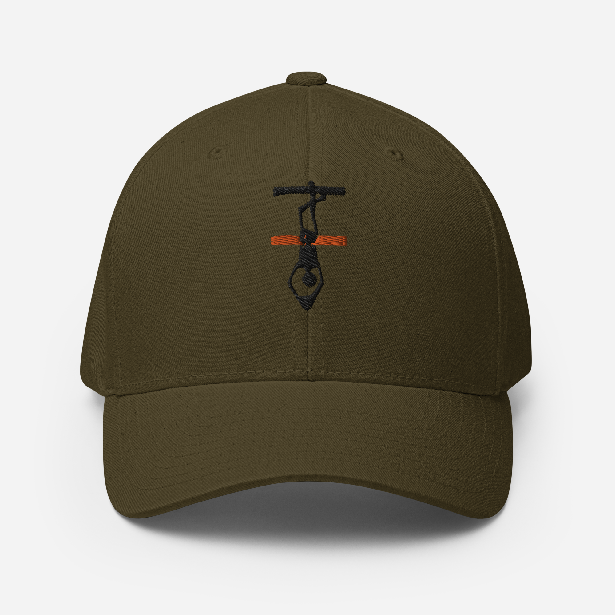 Thin Orange Line Hanged Man Structured Twill Cap - Black Logo